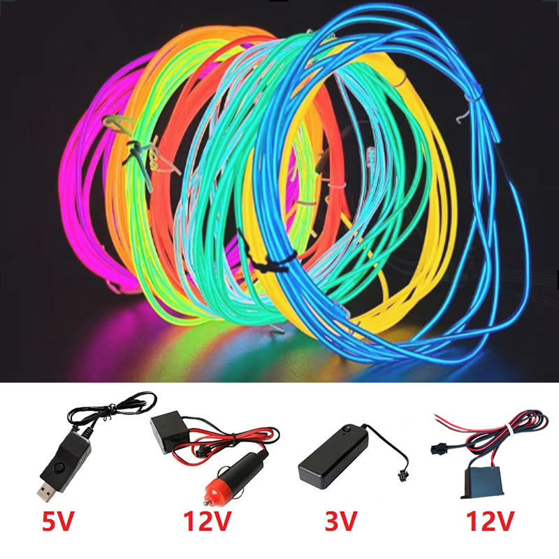 Led El Wire - Przewód EL 10/5/3/1m Podświetlane Lampki z