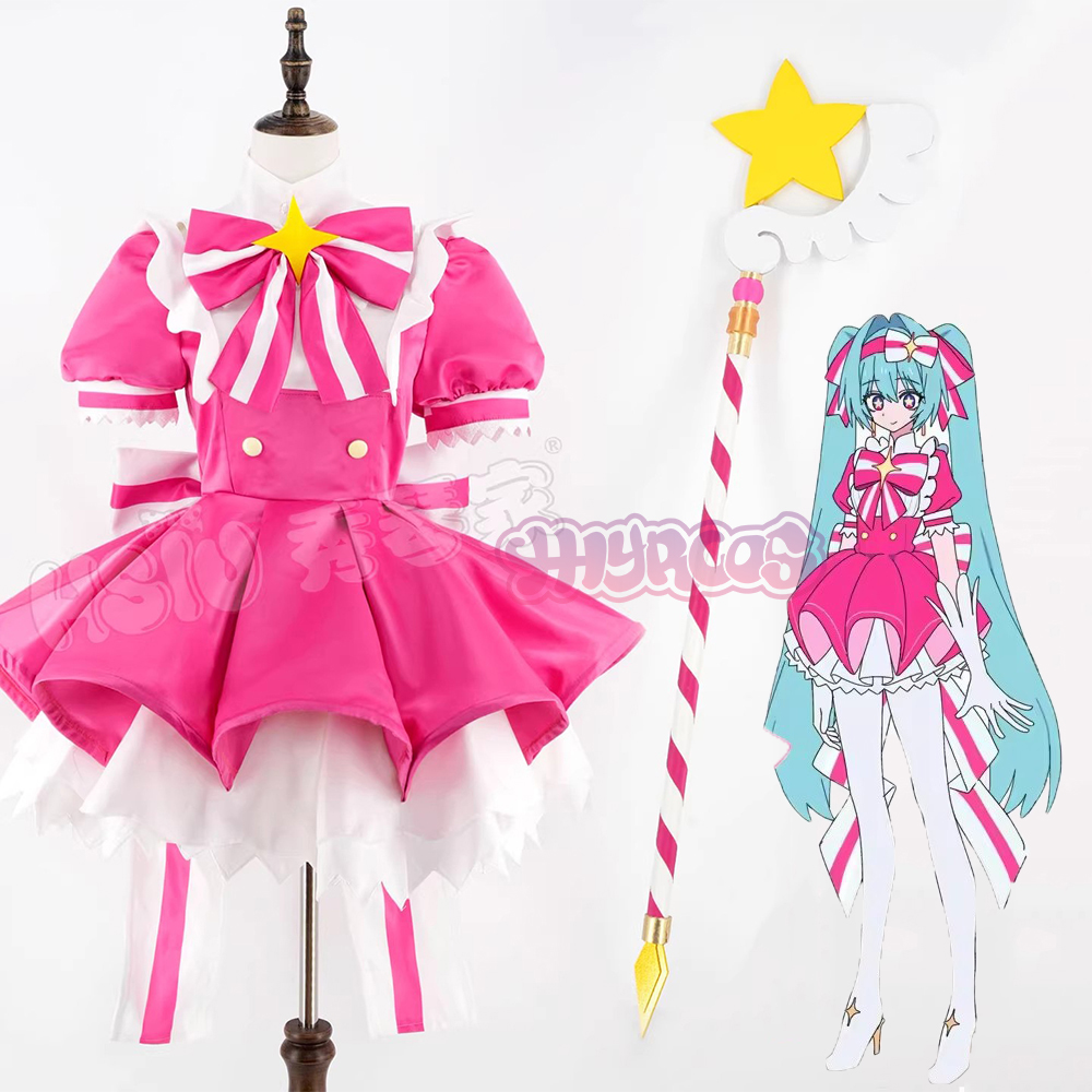 Cosplay Floating Prop - Kostiumy cosplay MMiku Retry, peruka, różowe