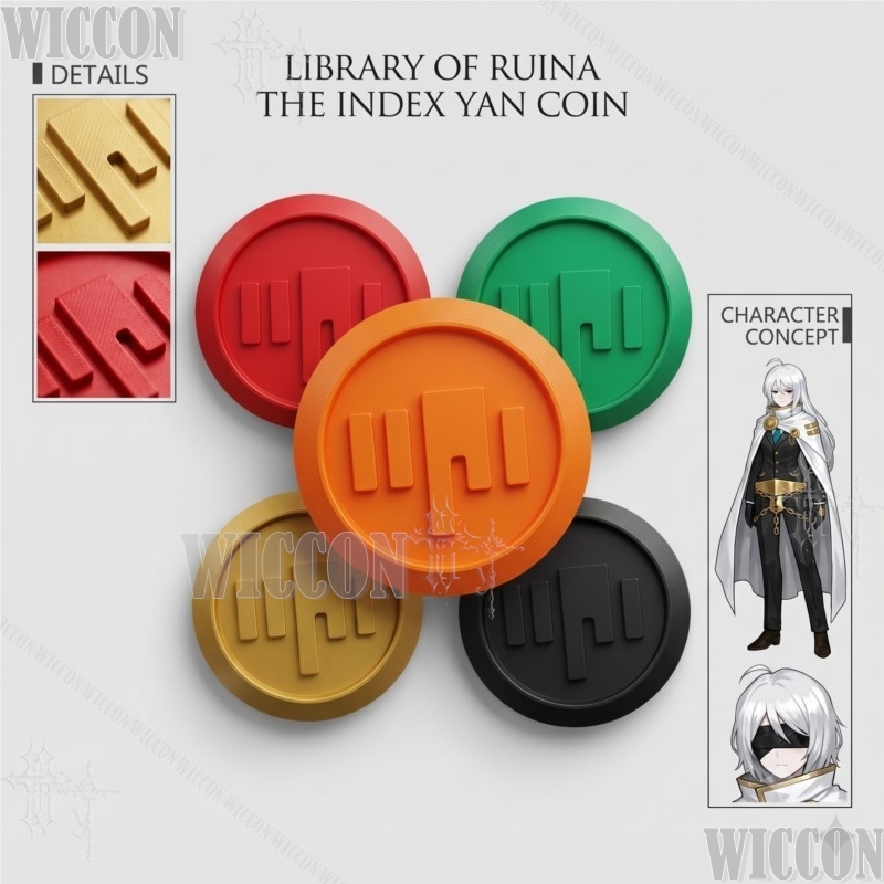 Cosplay Prop 3D Print - Biblioteka Ruina Indeks Moneta Yan Rekwizyt